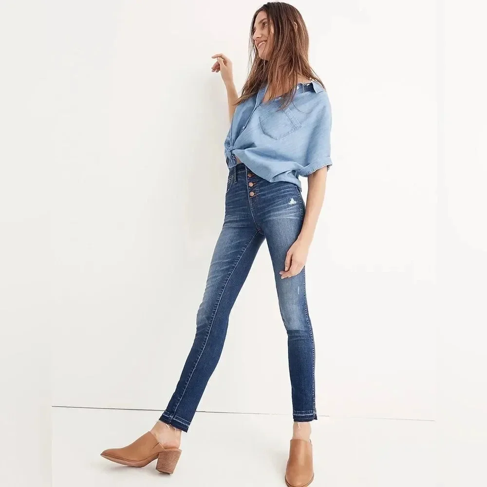 Madewell 10" High-Rise Skinny Jeans: Drop-Hem Edition - Picture 3 of 10